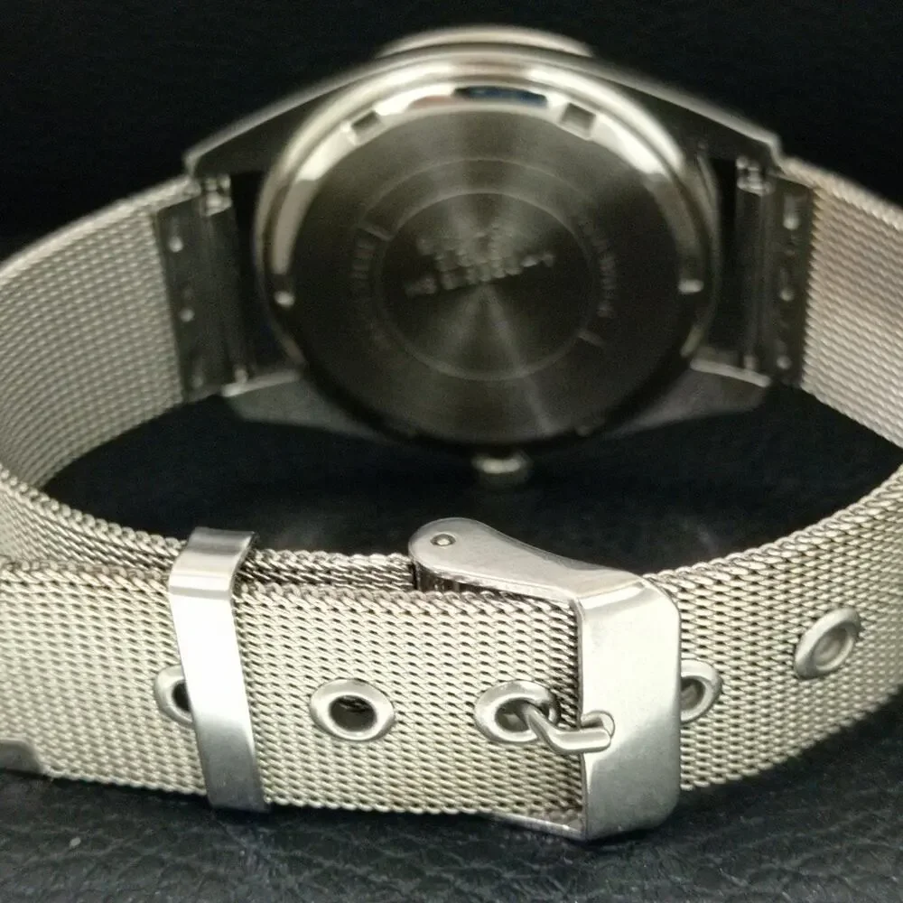 Vintage 1971 Citizen Manual Wound Mens Silver Watch & Blue accents